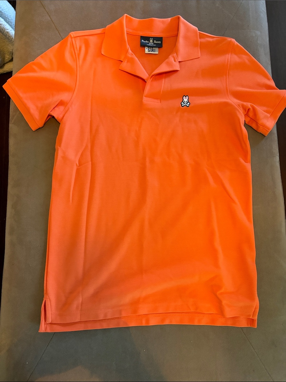 Psycho Bunny Orange Short-Sleeve Polo with Logo sz 3